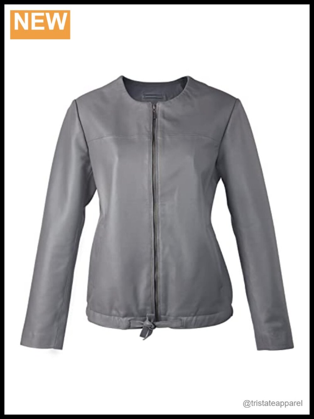 Genuine Lambskin Leather Moto Jacket, Zipper Front, Long Sleeve, Slim Fit